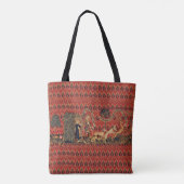 WILDE MENSEN IN DE DIER HUNT, DIEREN, Rode Floral Tote Bag (Achterkant)