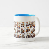 Wilde miauwen paardrijden scooters tweekleurige koffiemok (Voorkant rechts)