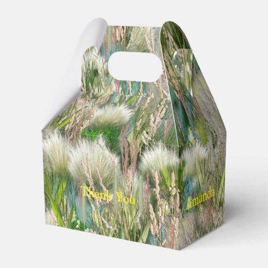 Wilde milieuvriendelijke grassen en lentbloemen bedankdoosjes (Achterkant)