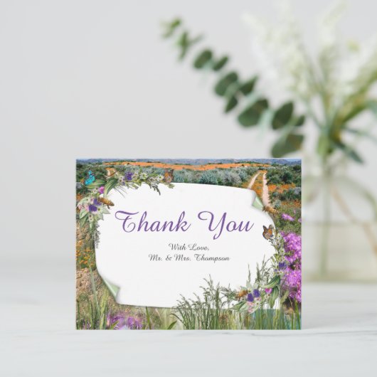 Wilde milieuvriendelijke grassen en lentbloemen briefkaart (Staand voorkant)