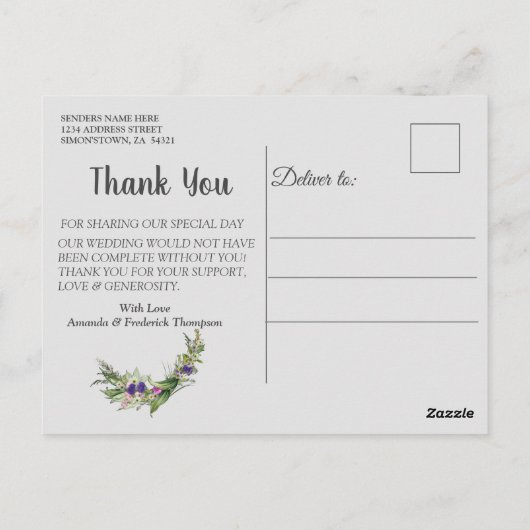 Wilde milieuvriendelijke grassen en lentbloemen briefkaart (Achterkant)