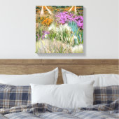 Wilde milieuvriendelijke grassen en lentbloemen canvas afdruk (Insitu (Slaapkamer))