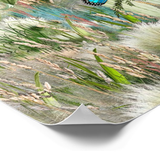 Wilde milieuvriendelijke grassen en lentbloemen poster (Hoek)