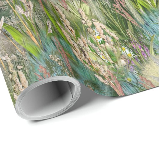 Wilde milieuvriendelijke inheemse grassen in het v cadeaupapier (Rol Hoek)