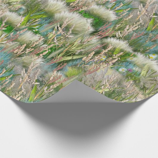 Wilde milieuvriendelijke inheemse grassen in het v cadeaupapier (Hoek)