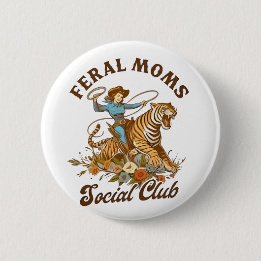  Wilde Moeder Sociale Club Grappige Retro Boho Cow Ronde Button 5,7 Cm (Voorkant)