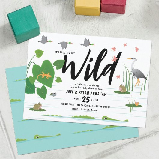 Wilde Moeraswezens Baby Shower Kaart