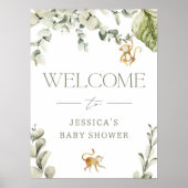 Wilde | Monkey Baby shower Welkomstbord Poster (Voorkant)