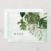Wilde monstera tropisch gebladerte Trouwen RSVP Briefkaart (Voorkant / Achterkant)