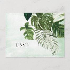 Wilde monstera tropisch gebladerte Trouwen RSVP Briefkaart