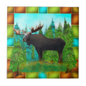 Wilde Moose met grote Antlers Ceramic Tile Tegeltje (Voorkant)