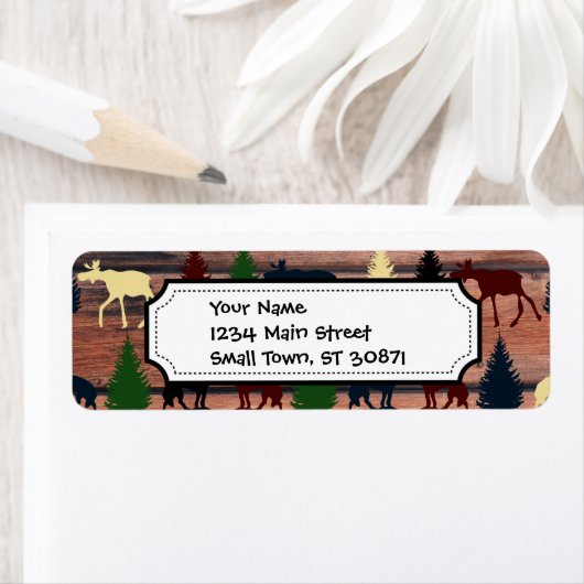 Wilde Moose Wolf Wilderness Mountain Cabin Rustic Etiket (Insitu)