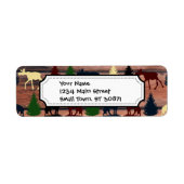 Wilde Moose Wolf Wilderness Mountain Cabin Rustic Etiket (Voorkant)