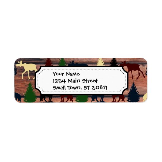 Wilde Moose Wolf Wilderness Mountain Cabin Rustic Etiket (Voorkant)