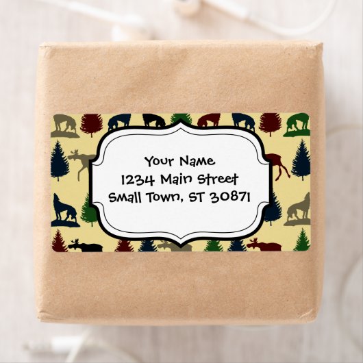 Wilde Moose Wolf Wilderness Mountain Cabin Rustic Etiket (Insitu)