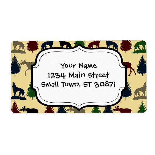 Wilde Moose Wolf Wilderness Mountain Cabin Rustic Etiket (Voorkant)