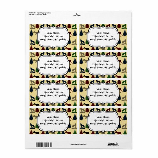 Wilde Moose Wolf Wilderness Mountain Cabin Rustic Etiket (Full Sheet)