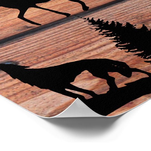 Wilde Moose Wolf Wilderness Mountain Cabin Rustic Poster (Hoek)