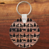 Wilde Moose Wolf Wilderness Mountain Cabin Rustic Sleutelhanger (Voorkant)