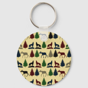 Wilde Moose Wolf Wilderness Mountain Cabin Rustic Sleutelhanger