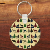 Wilde Moose Wolf Wilderness Mountain Cabin Rustic Sleutelhanger (Voorkant)