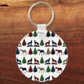 Wilde Moose Wolf Wilderness Mountain Cabin Rustic Sleutelhanger (Voorkant)