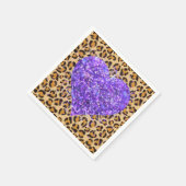 Wilde mousserende paarse harten en luipdruk servet (Hoek)