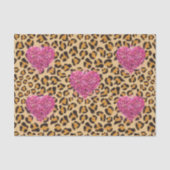 Wilde mousserende roze Harten en luipaard Tissuepapier (Voorkant)
