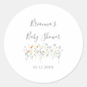 Wilde multikleur bloemen baby shower favoriet ronde sticker (Voorkant)