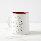 Wilde multikleur bloemen Mrs pasgehuwde bruid Tweekleurige Koffiemok (Voorkant links)