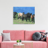 Wilde Mustang-paarden in de bergen Canvas Afdruk (Insitu (Woonkamer))
