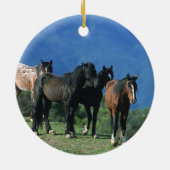 Wilde Mustang-paarden in de bergen Keramisch Ornament (Achterkant)