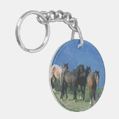 Wilde Mustang-paarden in de bergen Sleutelhanger (Voorkant Links)