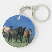 Wilde Mustang-paarden in de bergen Sleutelhanger (Achterkant)