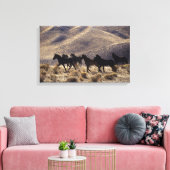 Wilde Mustang-paarden in de woestijn 1 Canvas Afdruk (Insitu (Woonkamer))