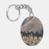 Wilde Mustang-paarden in de woestijn 1 Sleutelhanger (Voorkant Links)