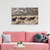 Wilde Mustang-paarden in de woestijn 2 Canvas Afdruk (Insitu (Woonkamer))