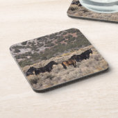 Wilde Mustang-paarden in de woestijn 2 Onderzetter (Linkerzijde)