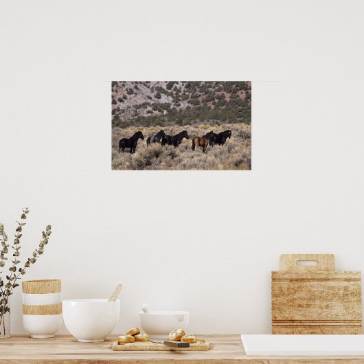 Wilde Mustang-paarden in de woestijn 2 Poster (Keuken)
