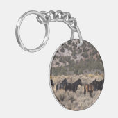 Wilde Mustang-paarden in de woestijn 2 Sleutelhanger (Voorkant Links)