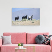 Wilde Mustang-paarden in de woestijn 3 Canvas Afdruk (Insitu (Woonkamer))