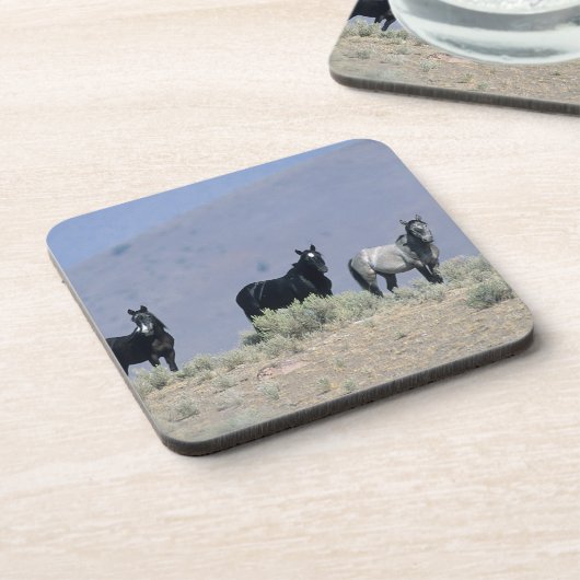 Wilde Mustang-paarden in de woestijn 3 Onderzetter (Linkerzijde)