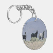 Wilde Mustang-paarden in de woestijn 3 Sleutelhanger (Voorkant Links)