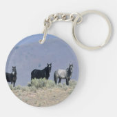 Wilde Mustang-paarden in de woestijn 3 Sleutelhanger (Achterkant)