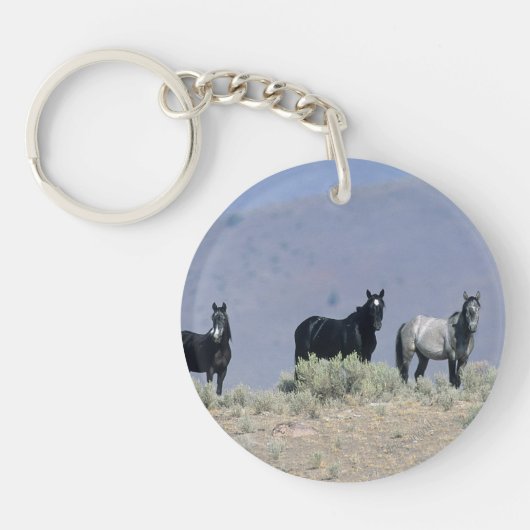 Wilde Mustang-paarden in de woestijn 3 Sleutelhanger (Voorkant)