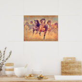 Wilde Mustangpaarden Stormloop Aquarel Poster (Keuken)