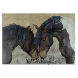Wilde Mustangs glazen snijplank paardenliefhebbers