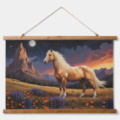 Wilde mustangs Kleurrijke nachtelijke hemel wilde  Hangend Wandkleed (Voorkant)