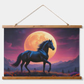 Wilde mustangs Kleurrijke nachtelijke hemel wilde  Hangend Wandkleed (Voorkant 2)