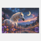 Wilde mustangs Kleurrijke nachtelijke hemel wilde Inpakpapier Vel (Voorkant 3)